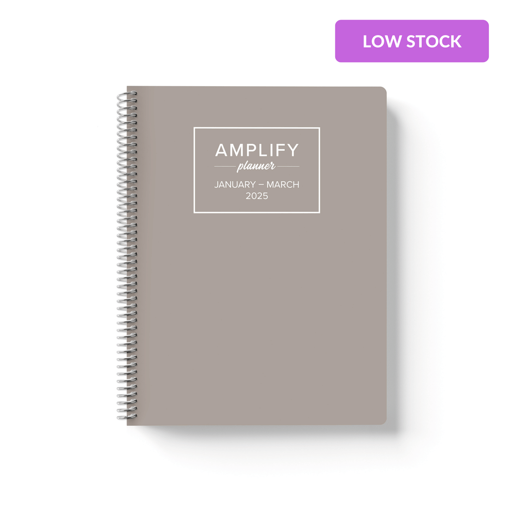 adaptable grey 2025 quarterly amplify planner