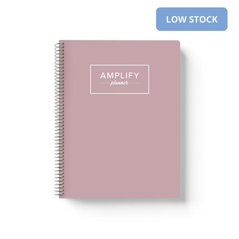 peaceful mauve cover of daily undated Amplify Planner on a white background