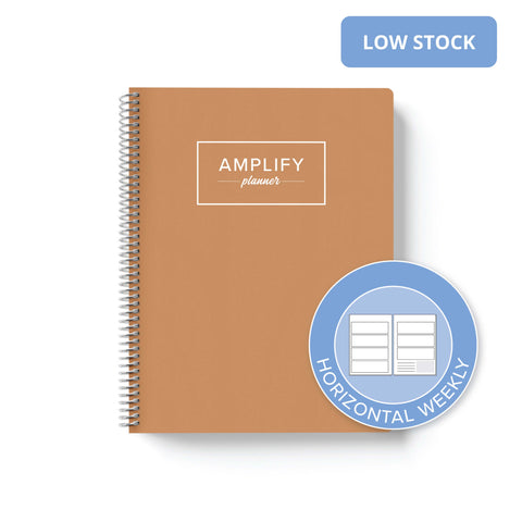 tranquil tan yearly horizontal weekly amplify planner