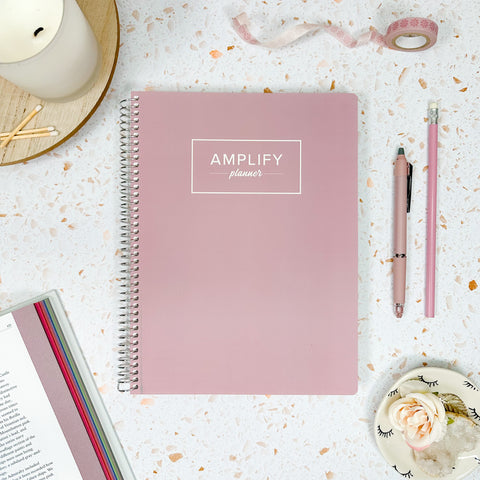 peaceful mauve undated quarterly amplify planner