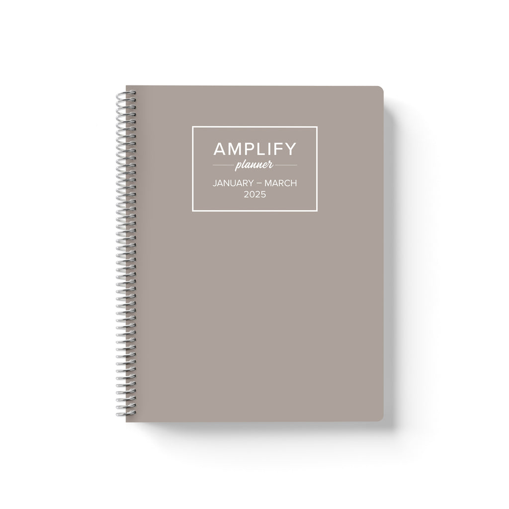 adaptable grey 2025 quarterly amplify planner