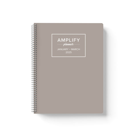 adaptable grey 2025 quarterly amplify planner