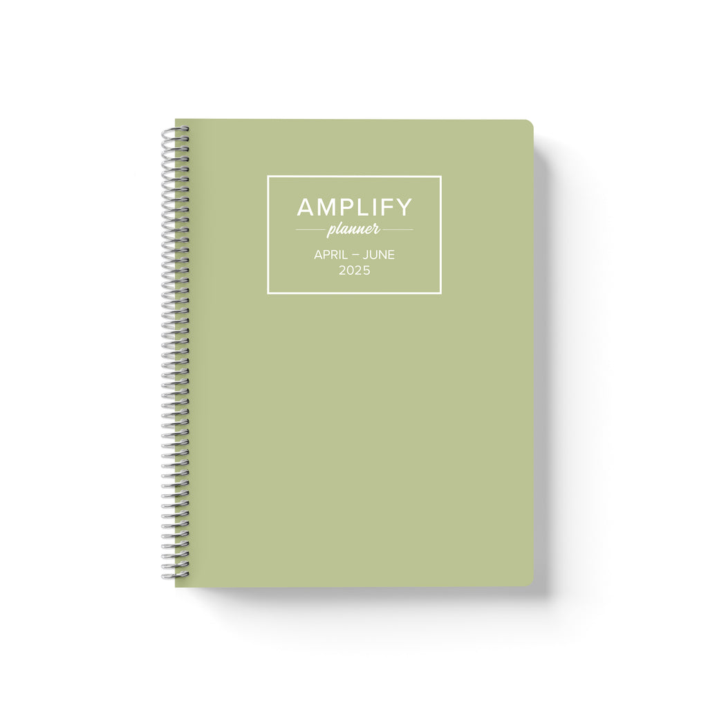 dewdrop green q2 2025 quarterly daily amplify planner on white background