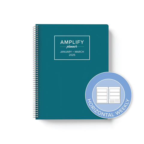 ideal teal 2025 quarterly amplify planner horizontal weekly layout