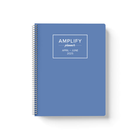 stormy blue q2 2025 quarterly daily amplify planner on white background