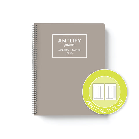 adaptable grey 2025 quarterly amplify planner vertical weekly layout